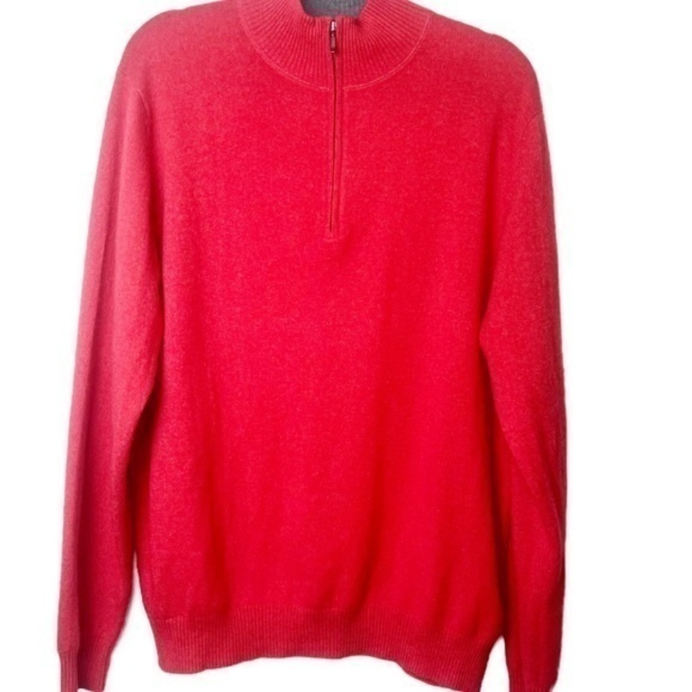 Neiman Marcus men’s red cashmere half zip pullover sweater size XL